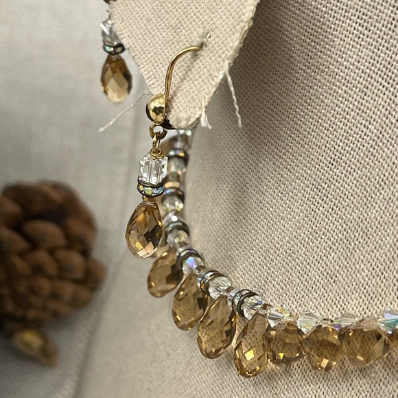 Vintage 14K Gold '585 Italy' Necklace Earring Set with Faceted Quartz - Picture 4 of 16